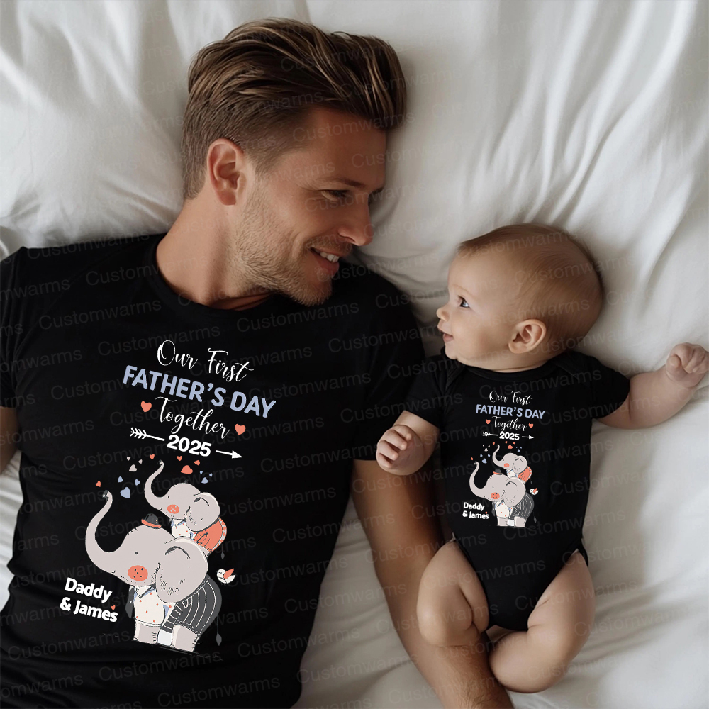 Personalized First Father's Day Daddy and Baby Outfit | CWFamily100