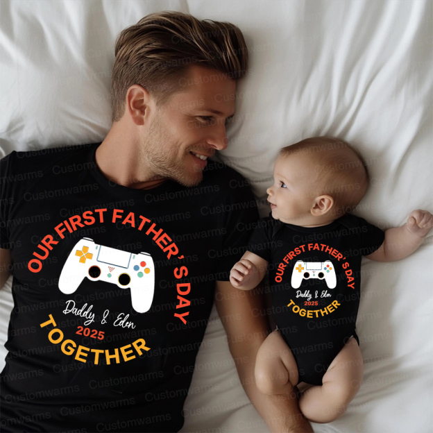 Personalized First Father's Day Daddy and Baby Outfit | CWFamily96