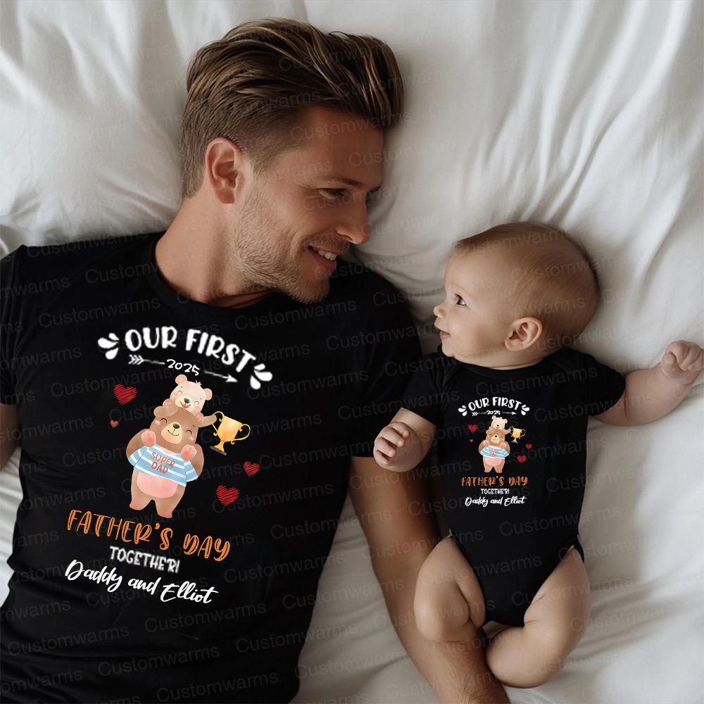 Personalized First Father's Day Daddy and Baby Outfit | CWFamily98