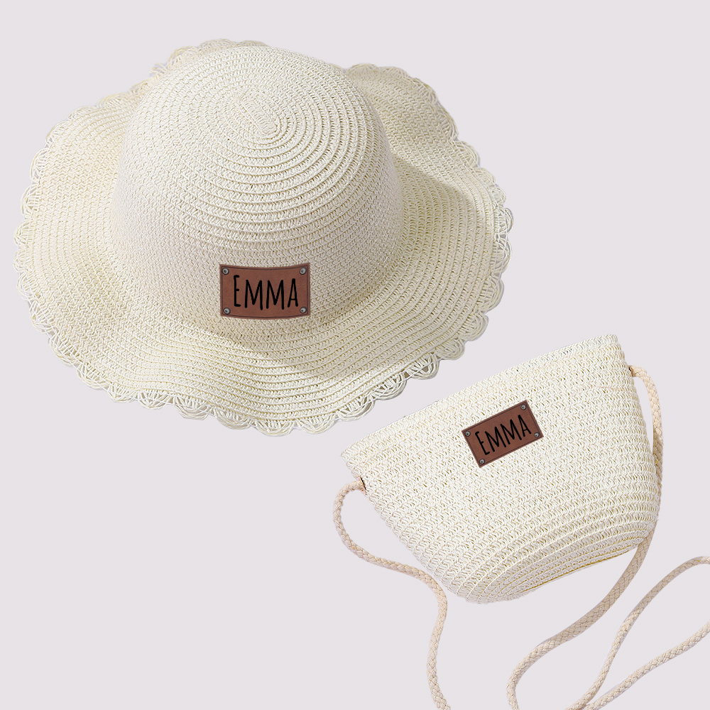 Personalized Lovely Straw Bucket Beach Hats with Matching Purse for Comfort & Unique | CWBeach87