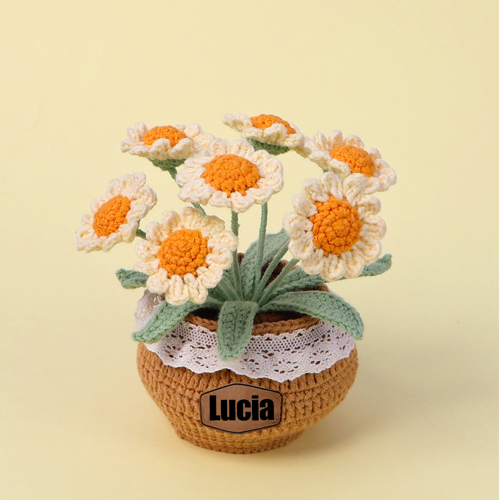 Personalized Crochet Flower in the Pot｜Gift For Mom  | CWMom17