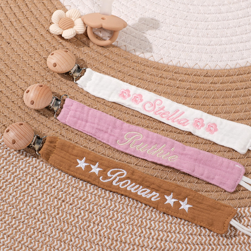 Personalized Baby Embroidered Pacifier Strap with Name | CWToy129