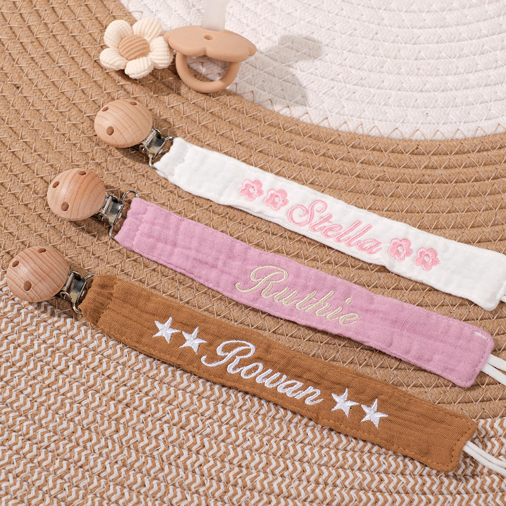 Personalized Baby Embroidered Pacifier Strap with Name | CWToy129