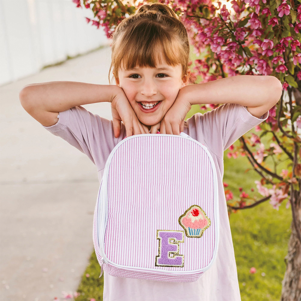 Personalized Kids Seersucker Backpack Insulation Lunch Box