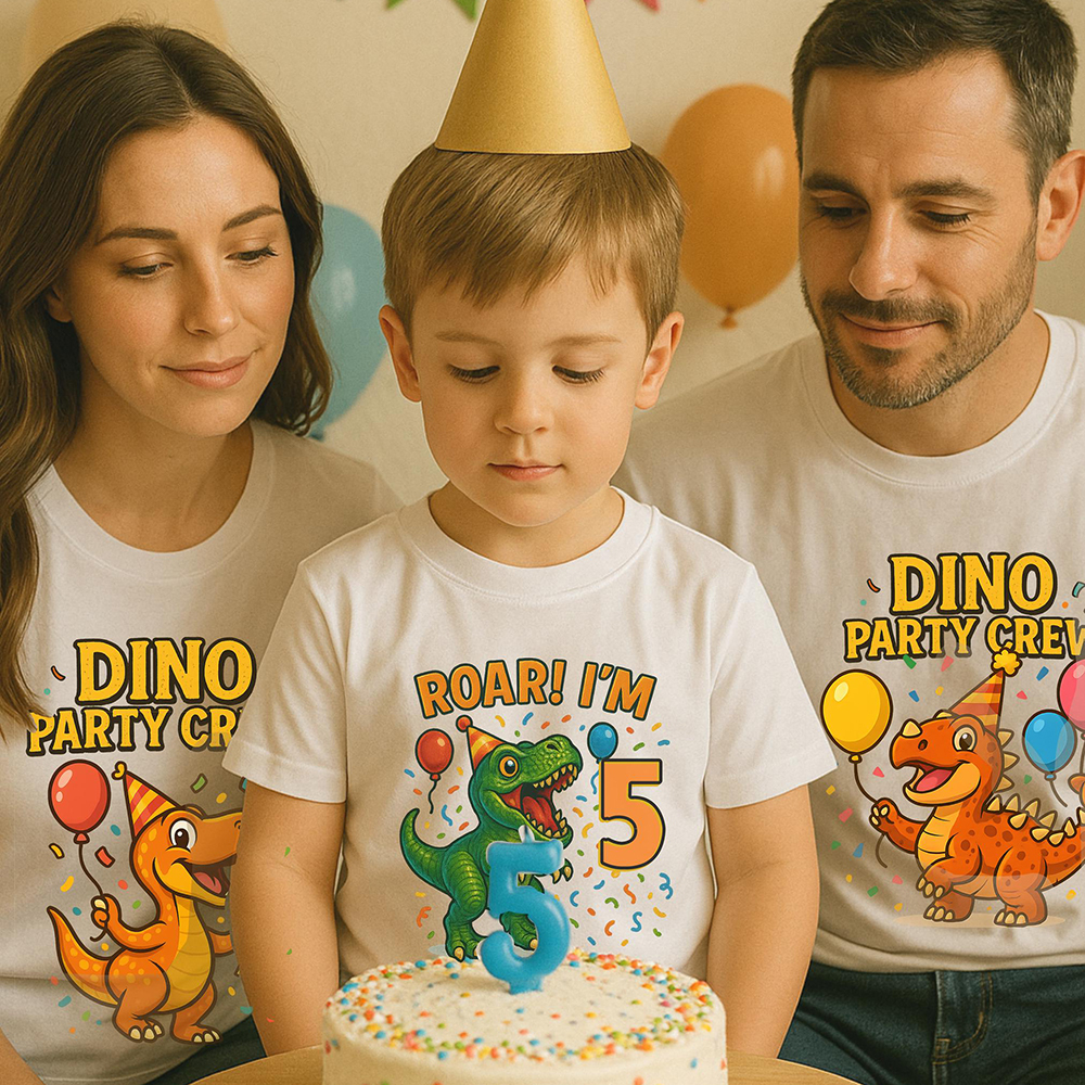 Personalized Dinosaur Party Birthday T-Shirt | inBirth34