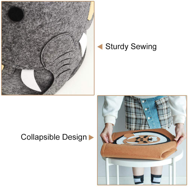 Personalized Leather patch Felt Laundry & Toy Storage Baskets | CWToy140