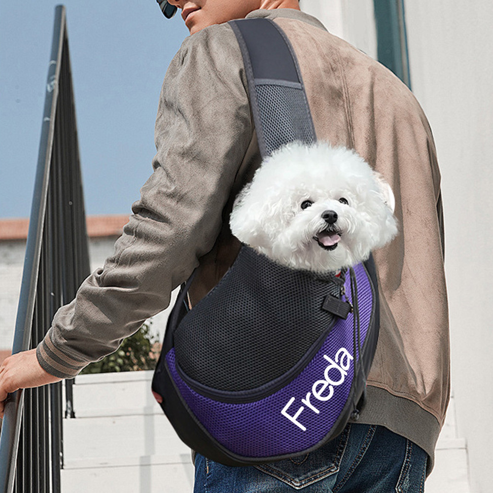 Personalized Hands Free Breathable Mesh Dog Sling Carrier | BKPet189
