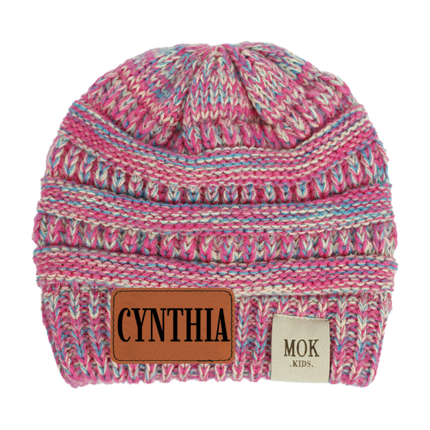 Personalized Leather Patch Kid Beanie for Comfort & Unique | HSKid29