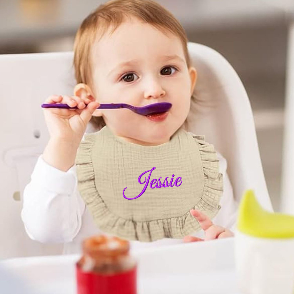 =Personalized Embroidered Baby Cotton Gauze Bibs | CWBaby59