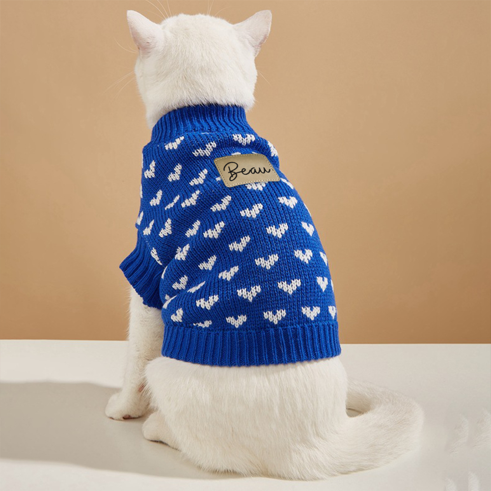 Personalized Leather Patch Pets Love Heart Sweater | BKPet201
