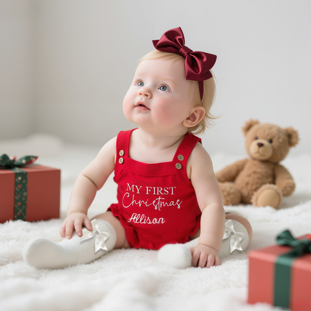 Personalized My First Christmas Baby Romper Set | MCGift137