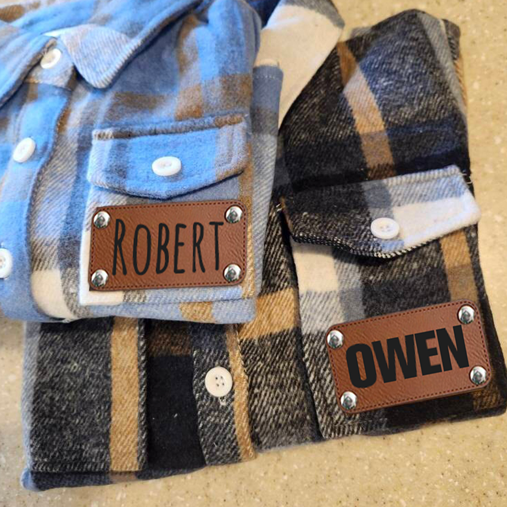 Personalized Leather Patch Kids Flannel Jacket | inJacket15