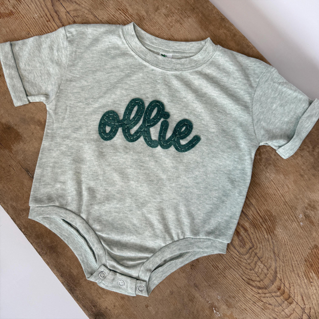 Personalized Baby Hand Embroidered Felt Romper | CWBaby301