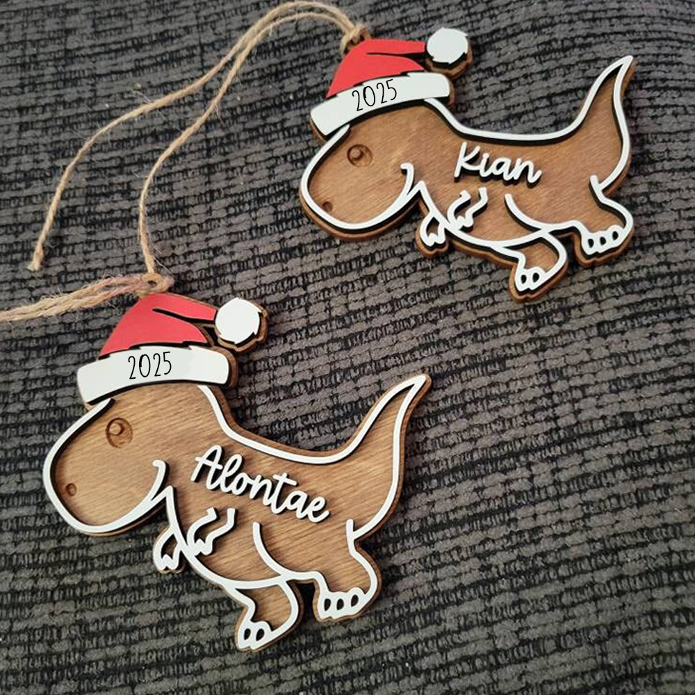 Personalized Christmas Dinosaur Wood Ornaments Decoration | MCGift146