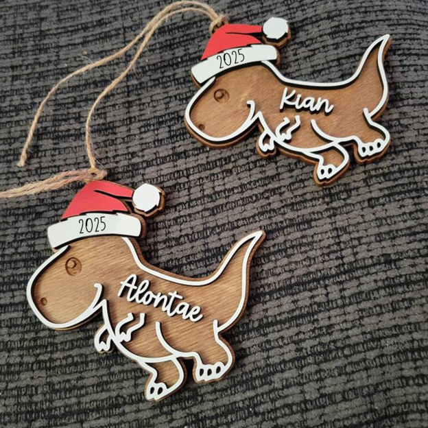 Personalized Christmas Dinosaur Wood Ornaments Decoration | MCGift146