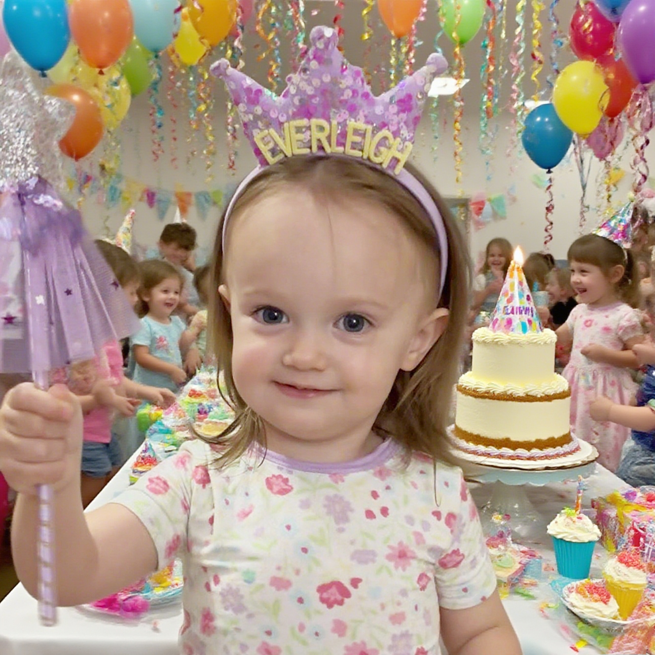 Personalized Girls Party Tiara Headband and Fairy Wand Set | CWToy151