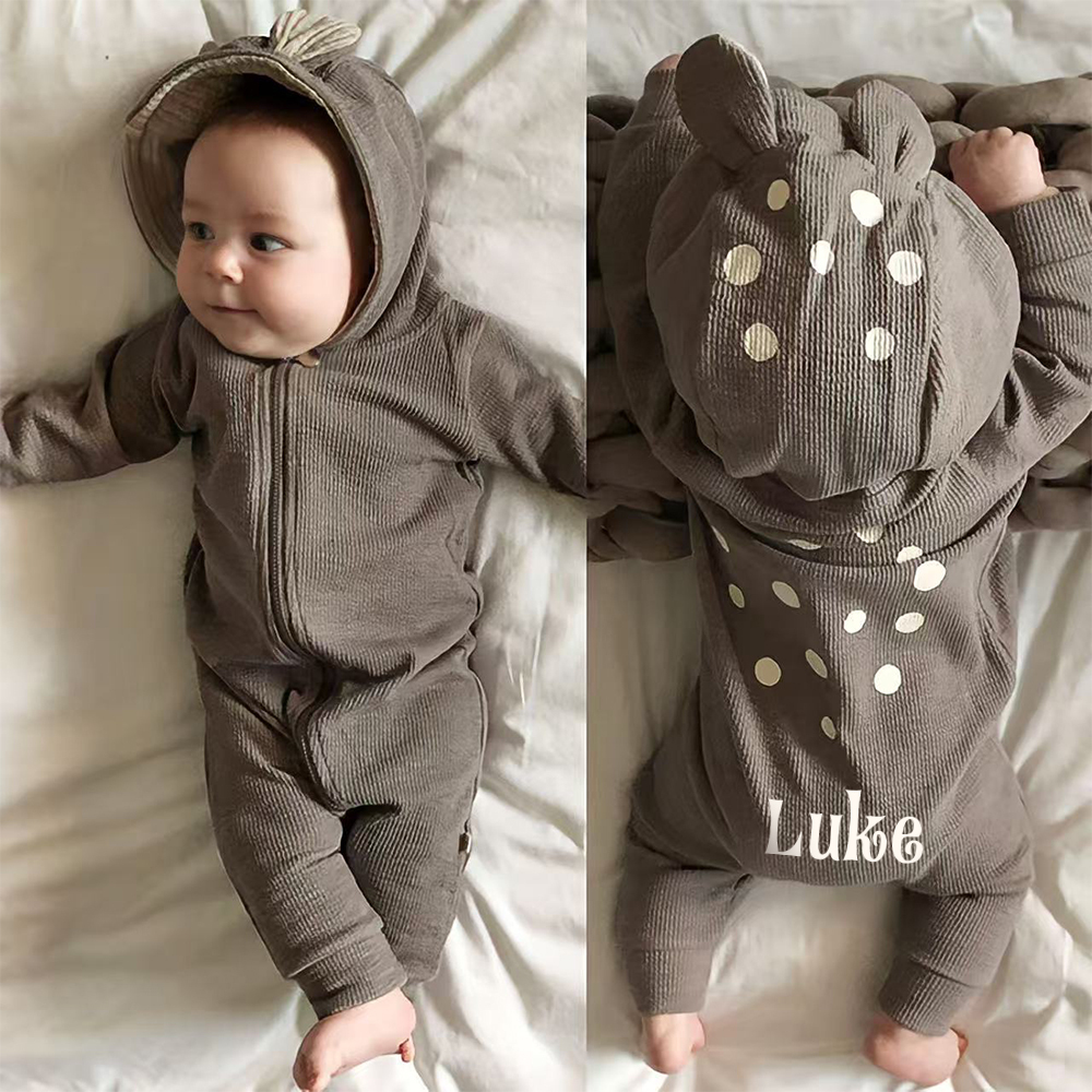 Personalized Baby Cute Bambi Hooded Jumpsuit | CWBaby319
