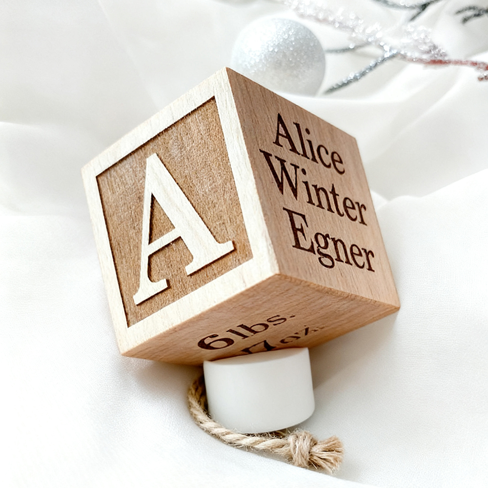 Personalized Wooden Baby First Christmas Block Ornament | MCGift200