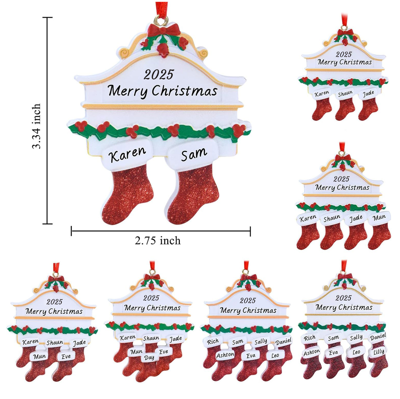 Personalised Stocking Family Christmas Ornament | MCGift204