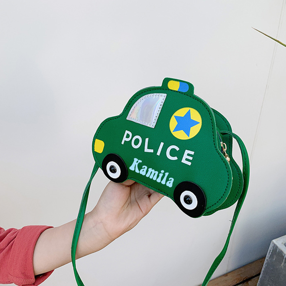 Personalized Kids Cute Police Car Zipper Crossbody Bag | CWGift06