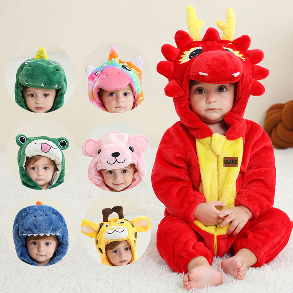 Personalized Leather Patch Baby Animal Romper | CWBaby362