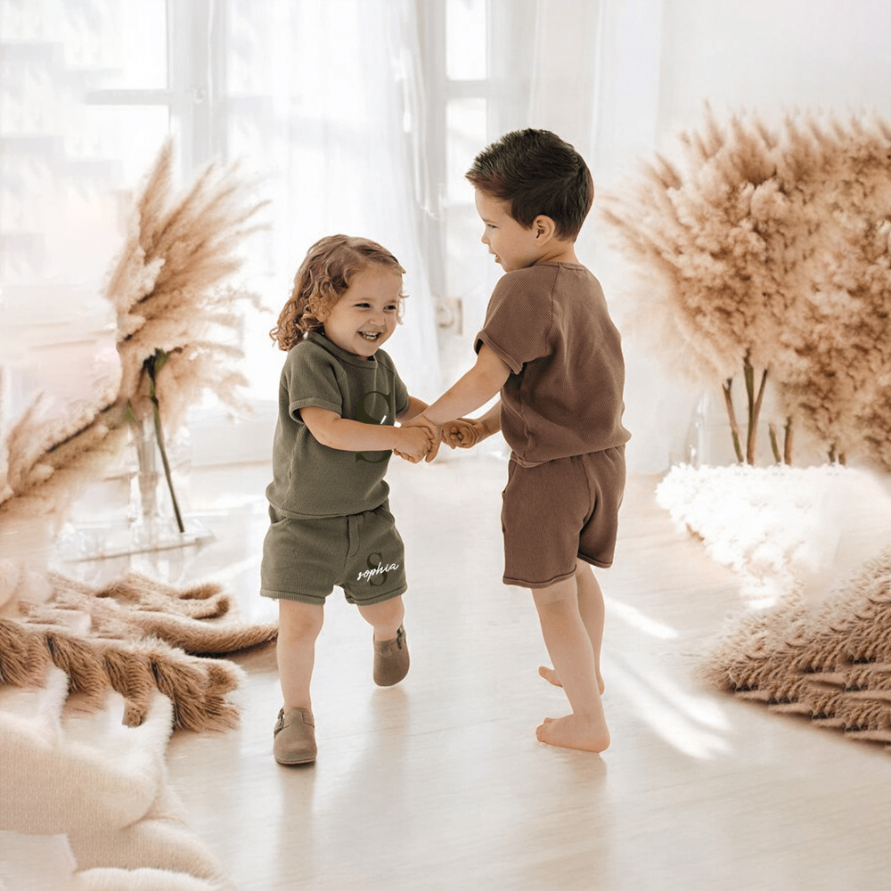 Personalized Baby waffle-knit Cozy Soft Outfit Set | CWBaby381