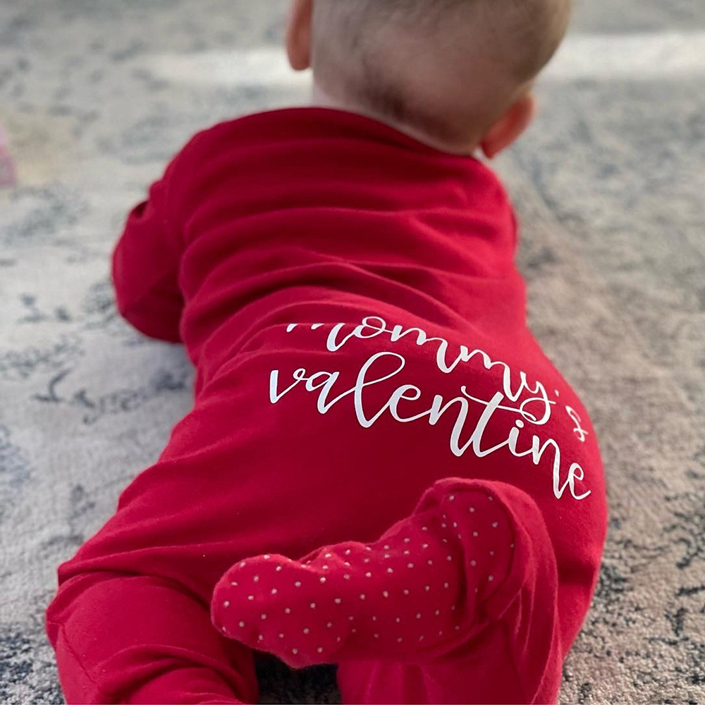 Personalized Baby First Valentine's Cozy Soft Long Sleeve Romper | ValGift03