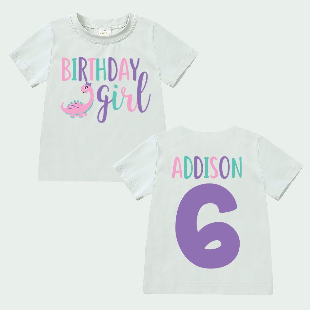 Personalized Cute Dinosaur Girl Birthday T-Shirt | inBirth17
