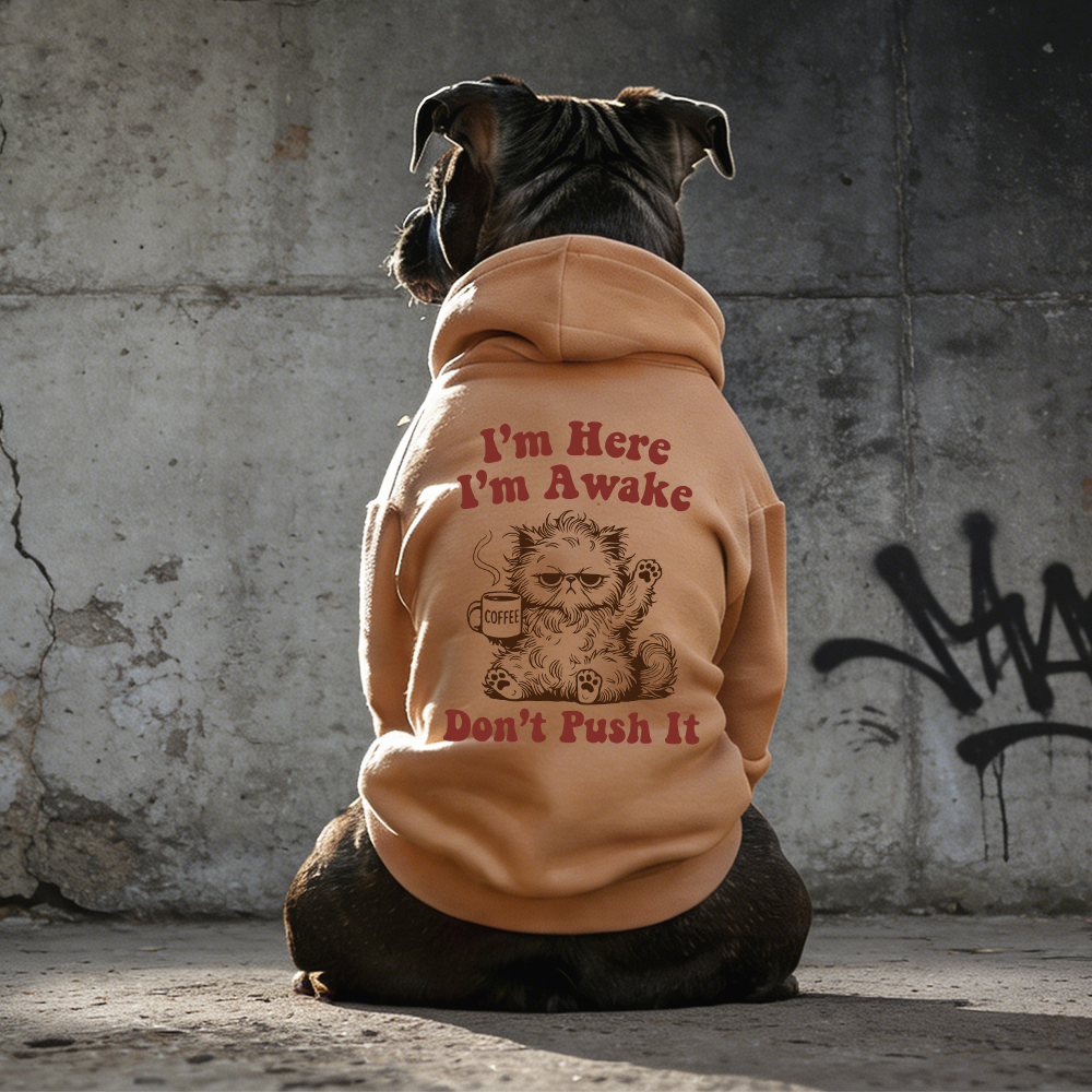 I'M HERE I'M AWAKE DON'T PUSH IT Puppy Hoodie | BKPet328