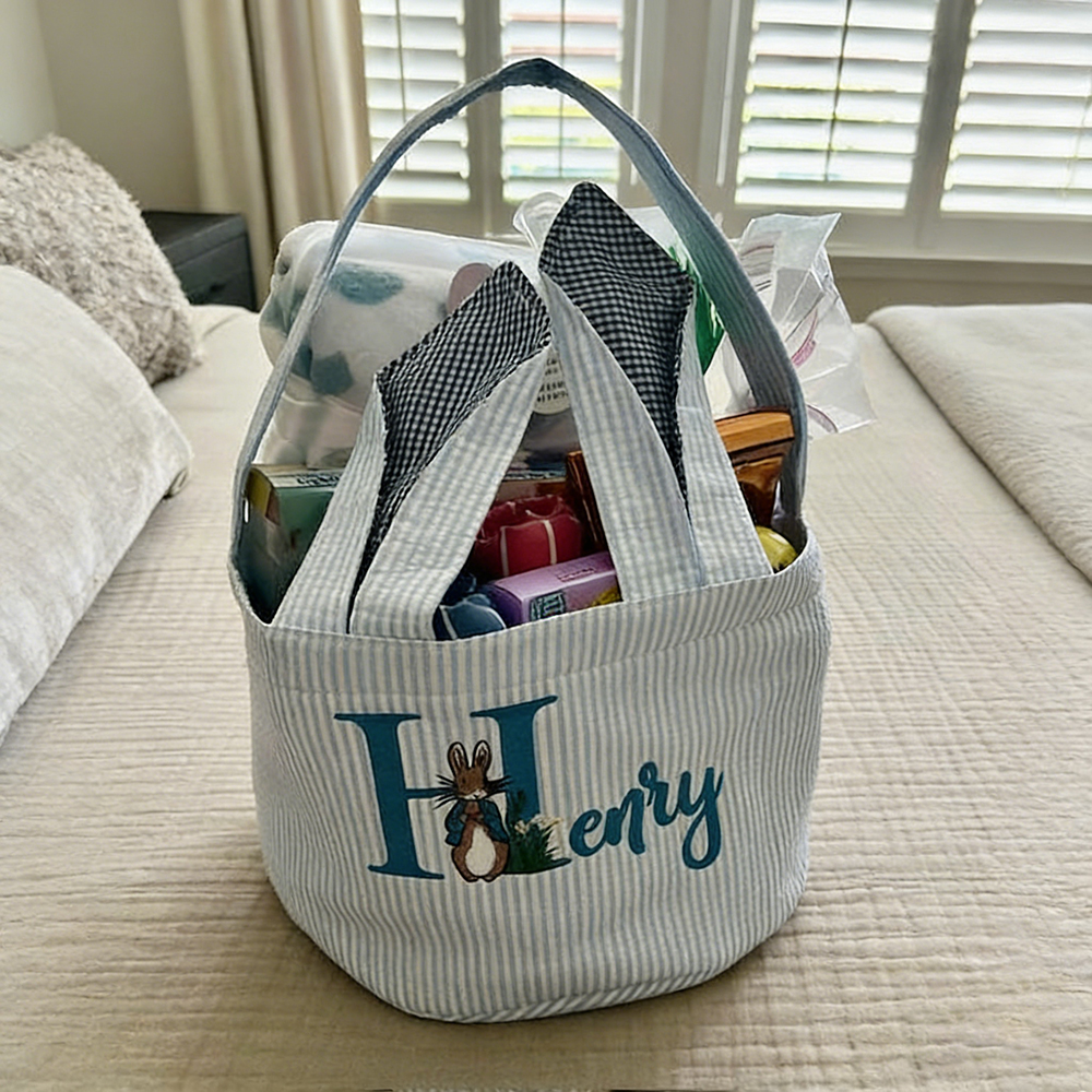 Personalized Embroidered Easter Bunny Basket | CWEaster85