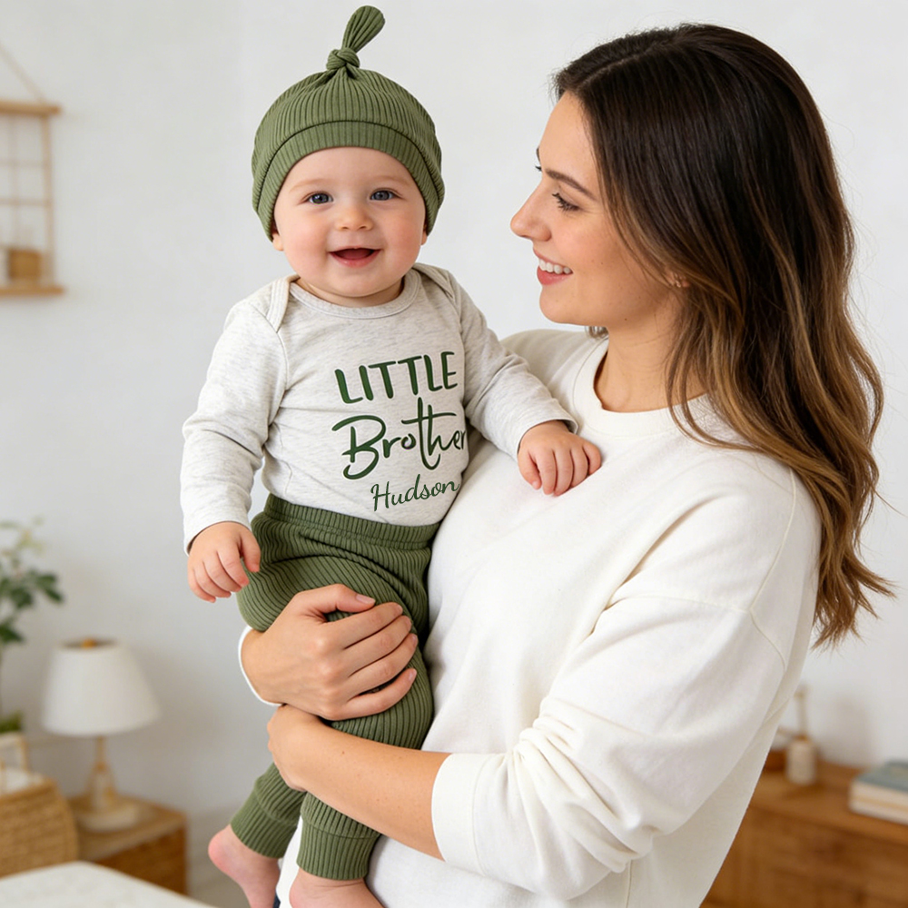 Personalized Little Brother Coming Home Outfits Set | CWBaby452