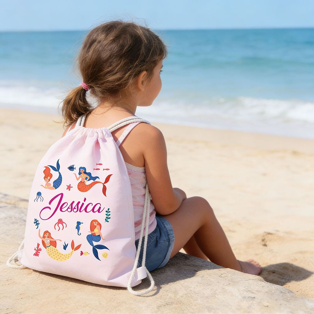 Personalized Kid Summer Beach Drawstring Bag | CWBeach220