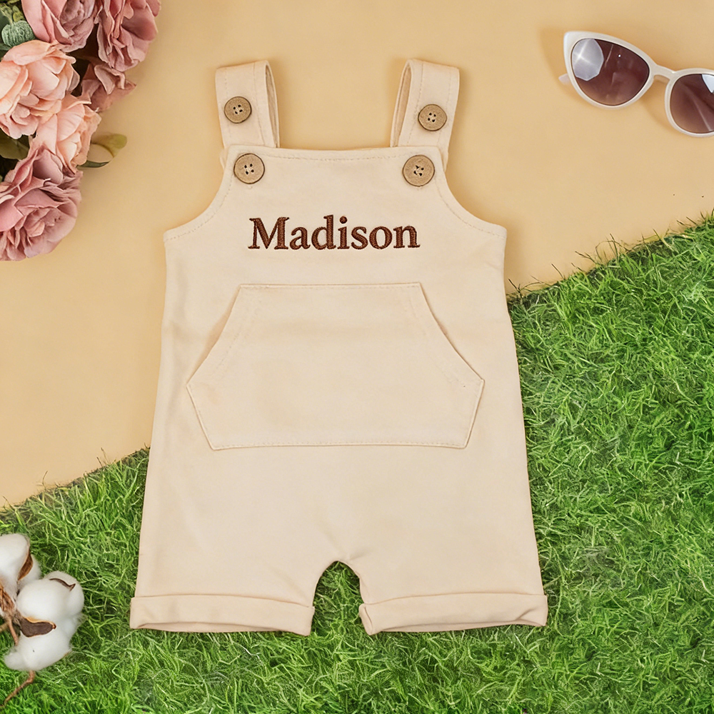 Personalized Embroidery Baby Suspenders Jumpsuit | CWBaby460