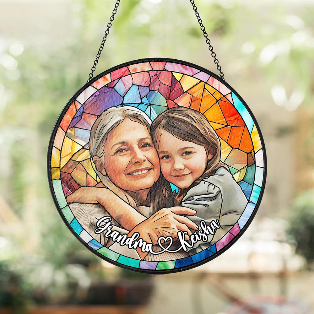 Personalized Mother's Day Memorial Portrait Stained Suncatcher | CWGift43