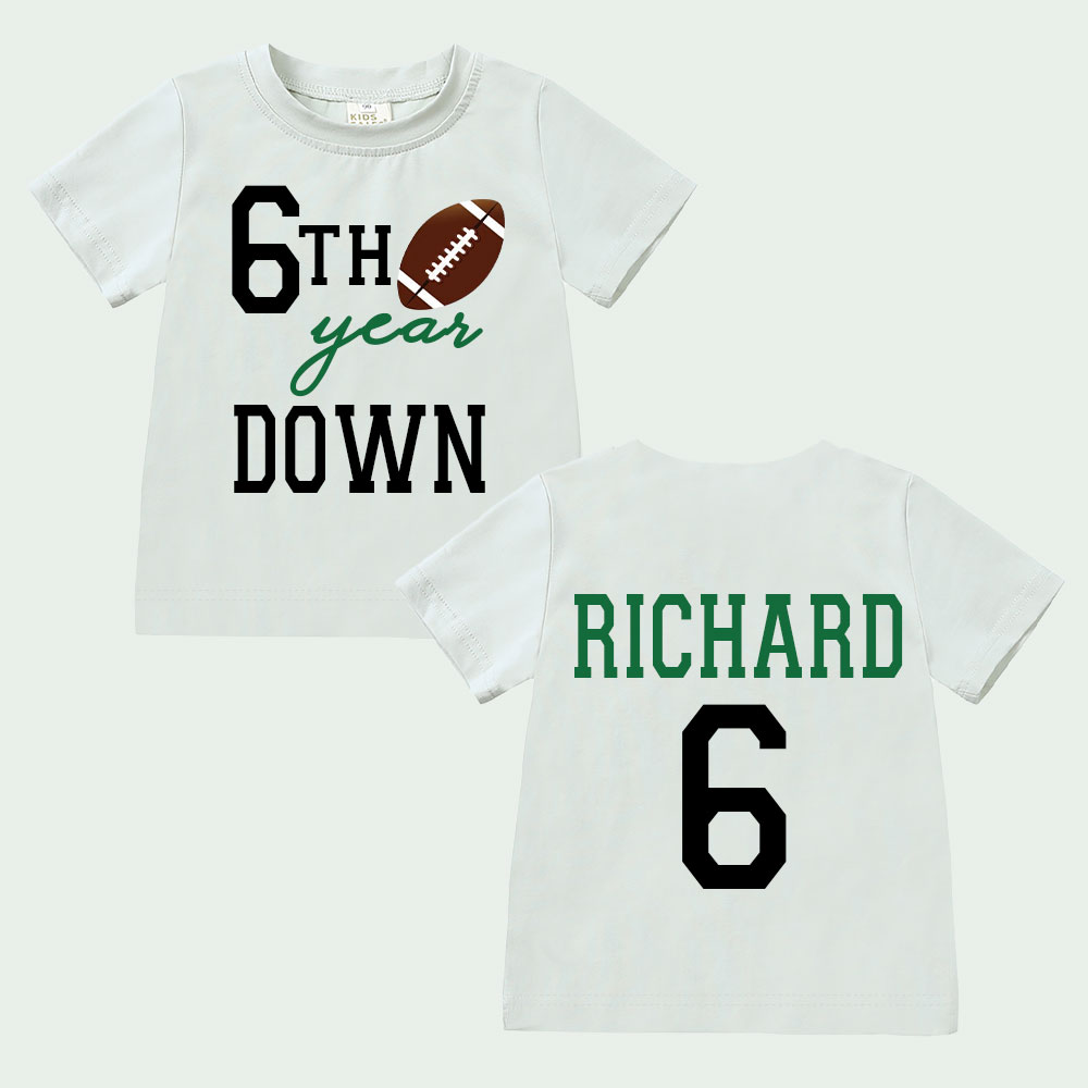 Personalized Three Year Down Football Birthday T-Shirt | inBirth21