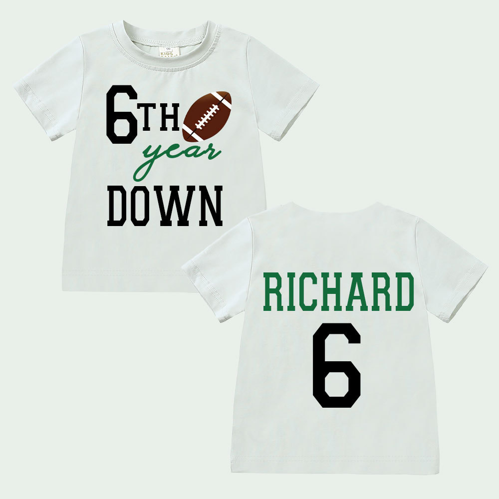 Personalized Three Year Down Football Birthday T-Shirt | inBirth21