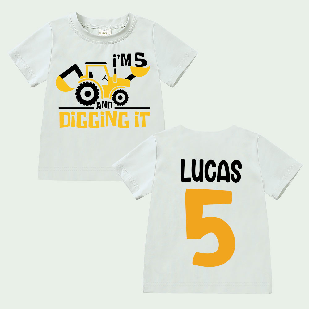 Personalized Digging It Construction Birthday T-Shirt | inBirth22