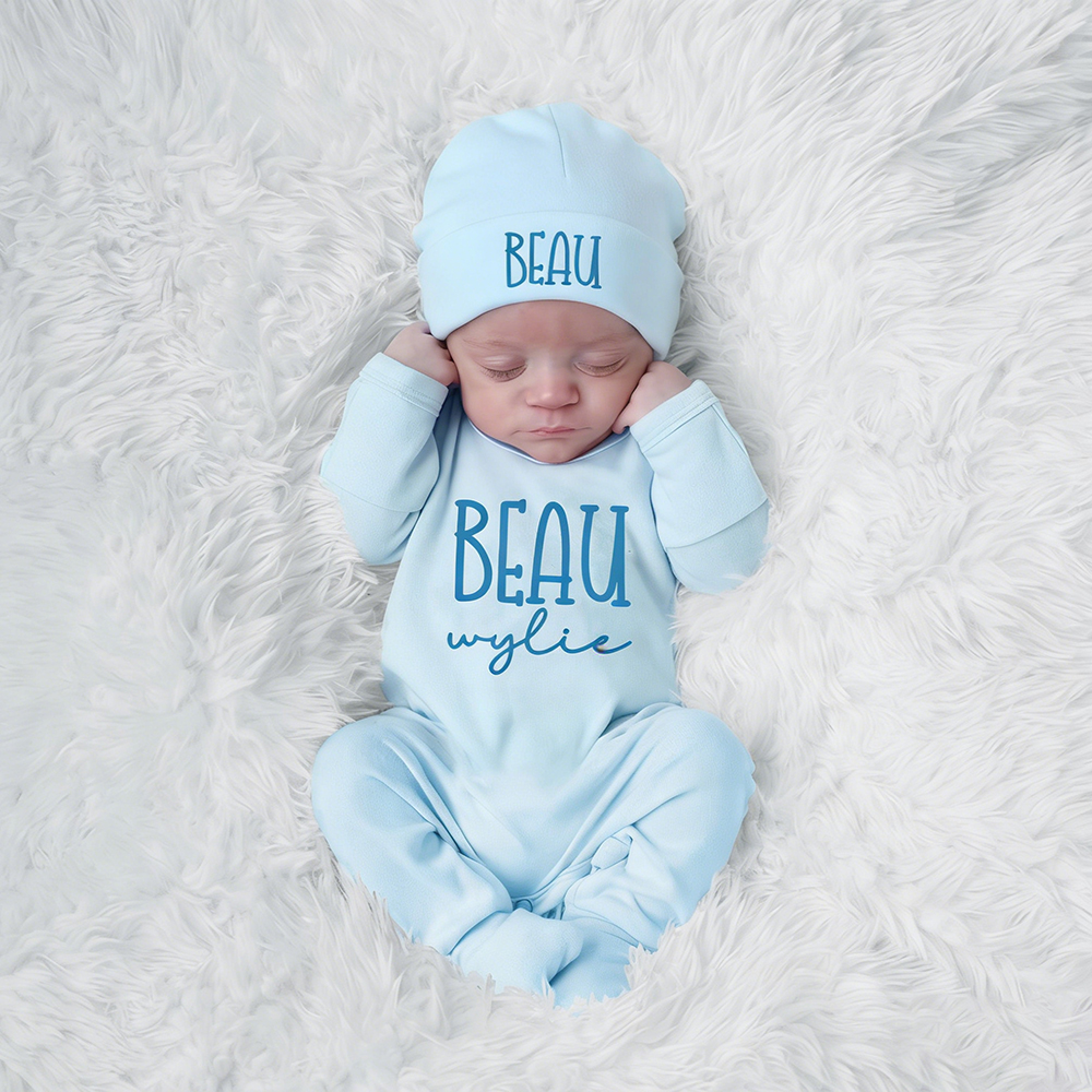 Personalized Baby Coming Home Romper and Hat Set | CWBaby473