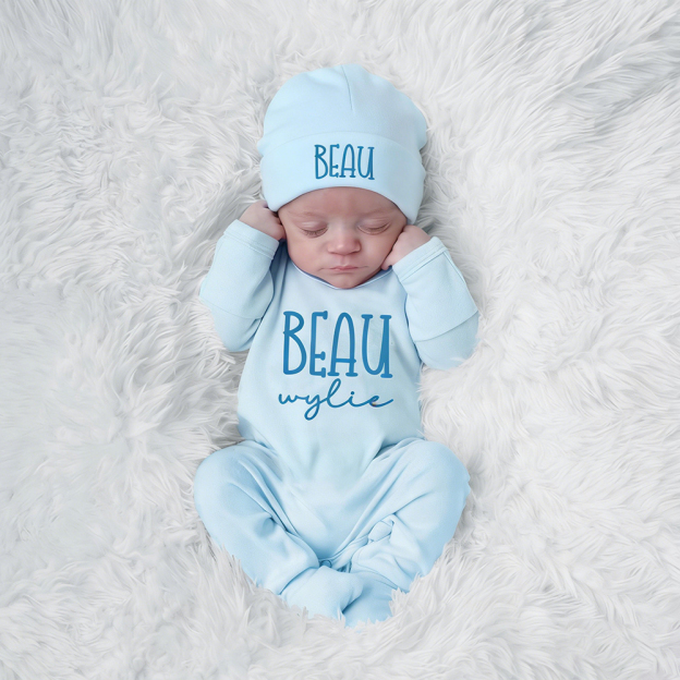 Personalized Baby Coming Home Romper and Hat Set | CWBaby473