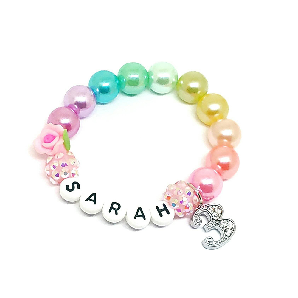 Personalized Kids Lovely Birthday Bead Bracelet With Name | CWBeach233