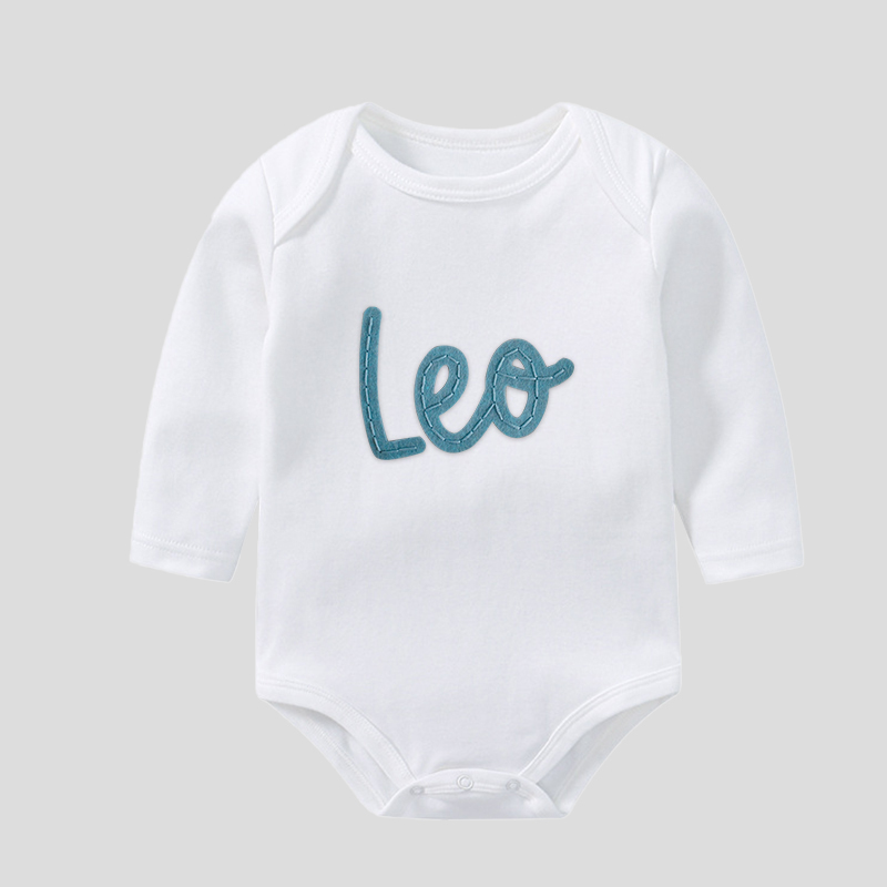 Personalized Hand-Embroidered Baby Cozy Soft Romper | CWbaby27