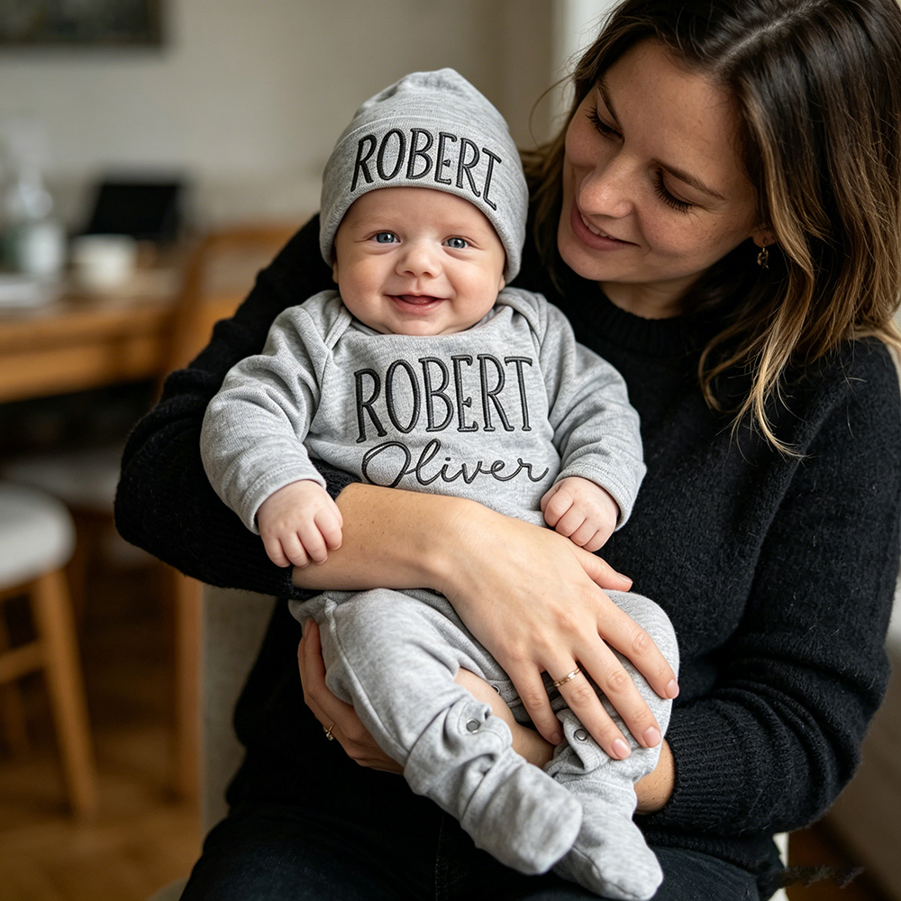 Personalized Embroidery Baby Coming Home Romper and Hat Set | CWBaby472
