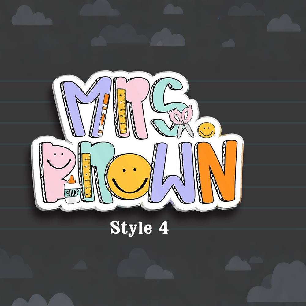 Personalized Illustrated Teacher Name Fridge Magnet | CWTeach11