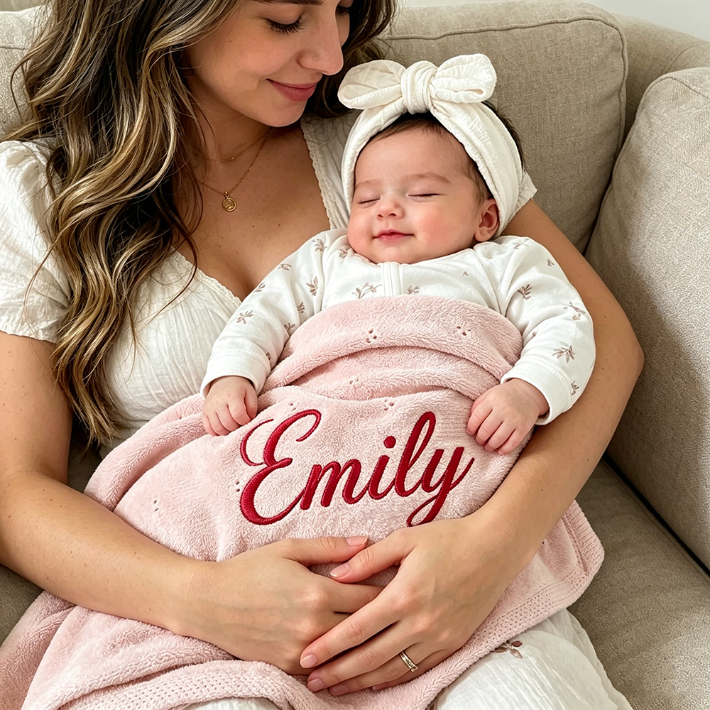 Personalized Embroidered Soft Crochet Baby Blanket | CWBaby505