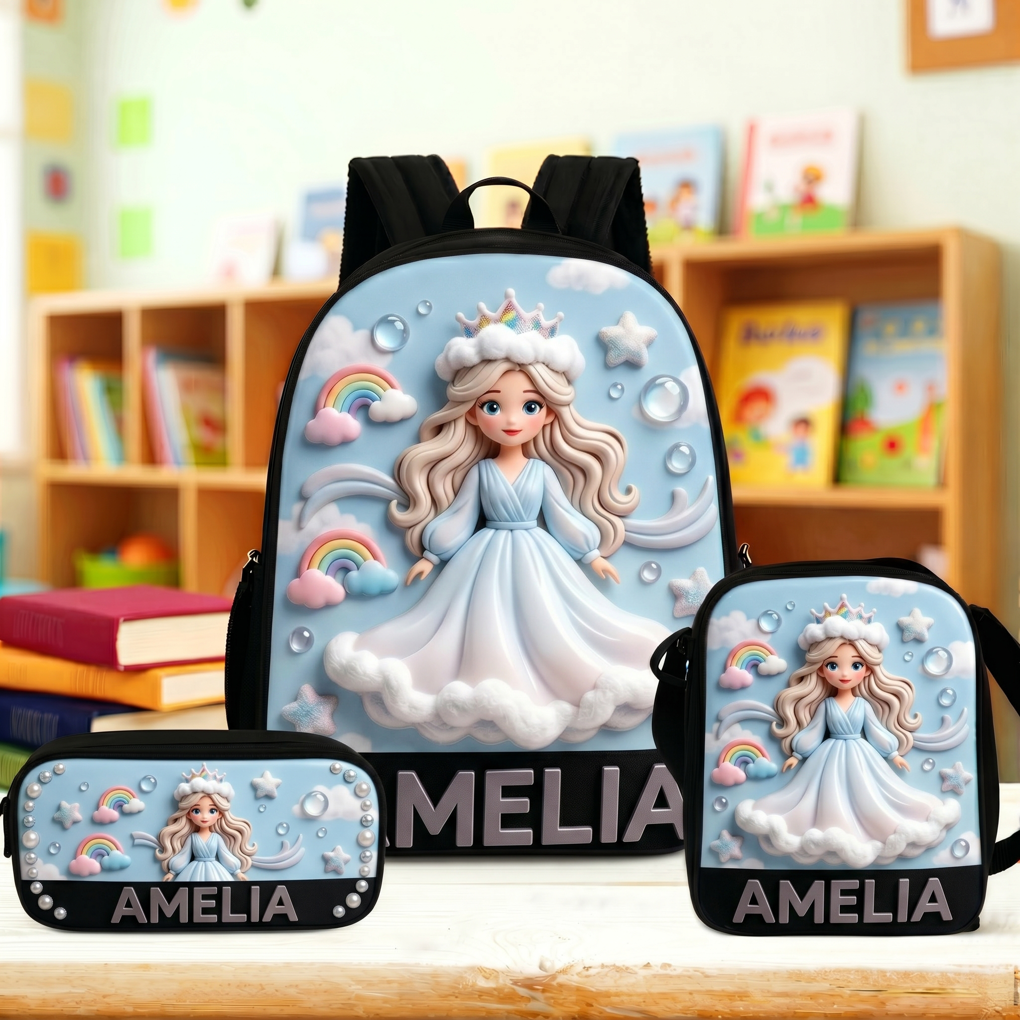 Personalized Princess Glitter Backpack Set | CWPack368