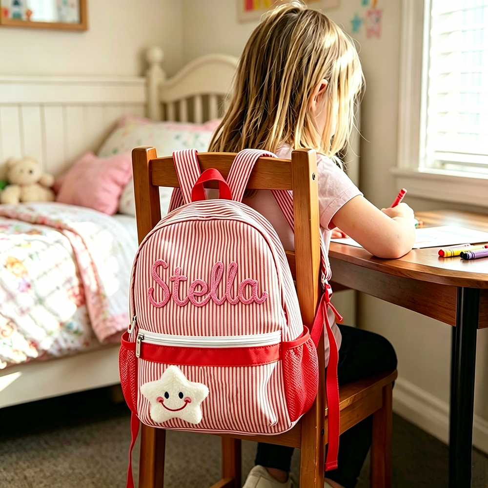 Personalized Kids Stripe Seersucker School Backpack | CWPack369