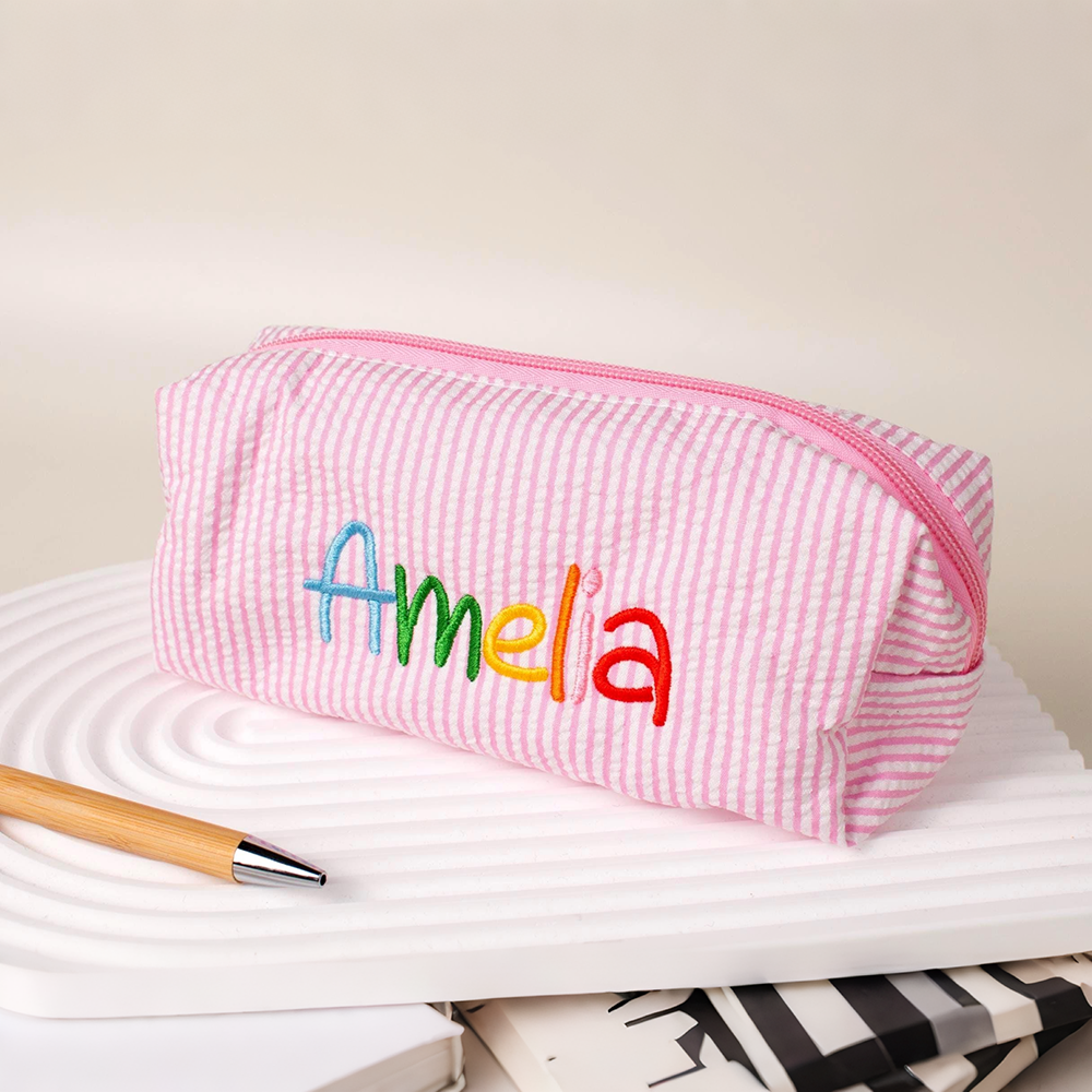 Personalized Embroidered Kids Colorful Stripe Pencil Case | CWPack371