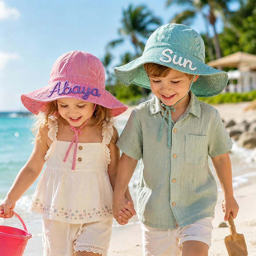Personalized Lovely Baby Striped Sun Hat | CWBeach257