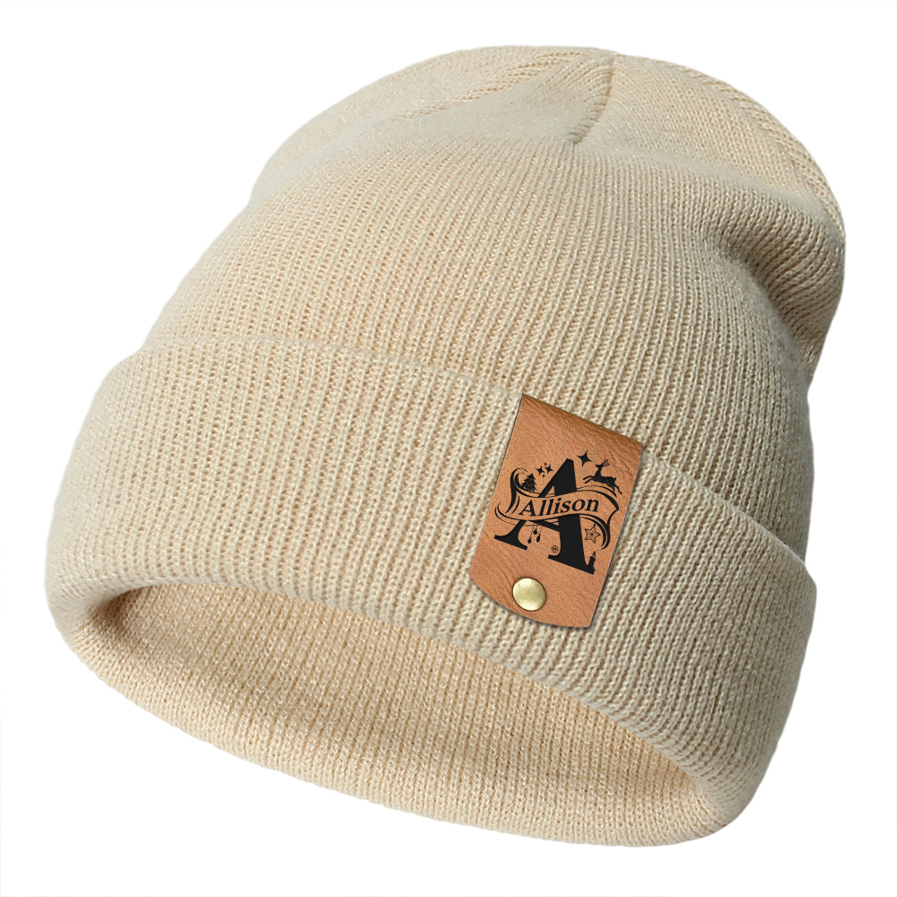 Personalized Leather Tag Infant Beanie for Comfort & Unique | HSKid31