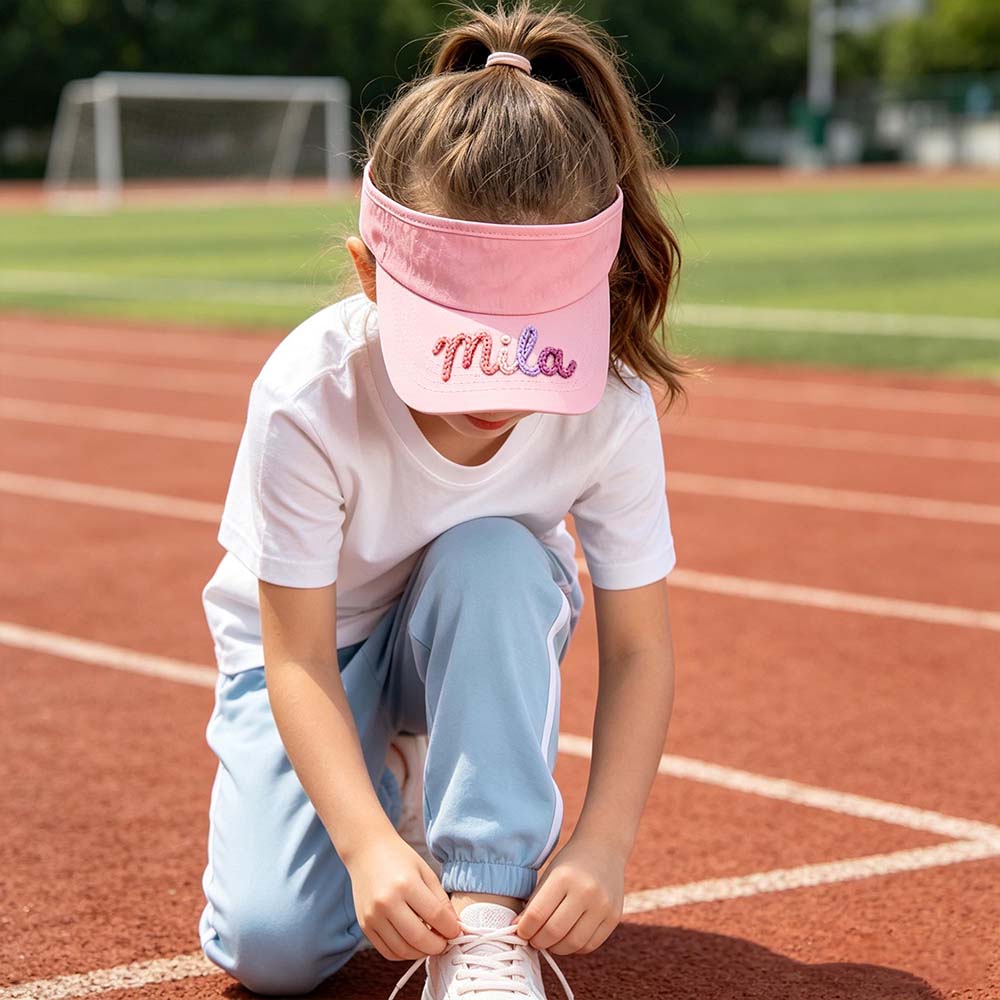 Personalized Hand Embroidery Kids Open-Top Summer Hat | CWBeach260